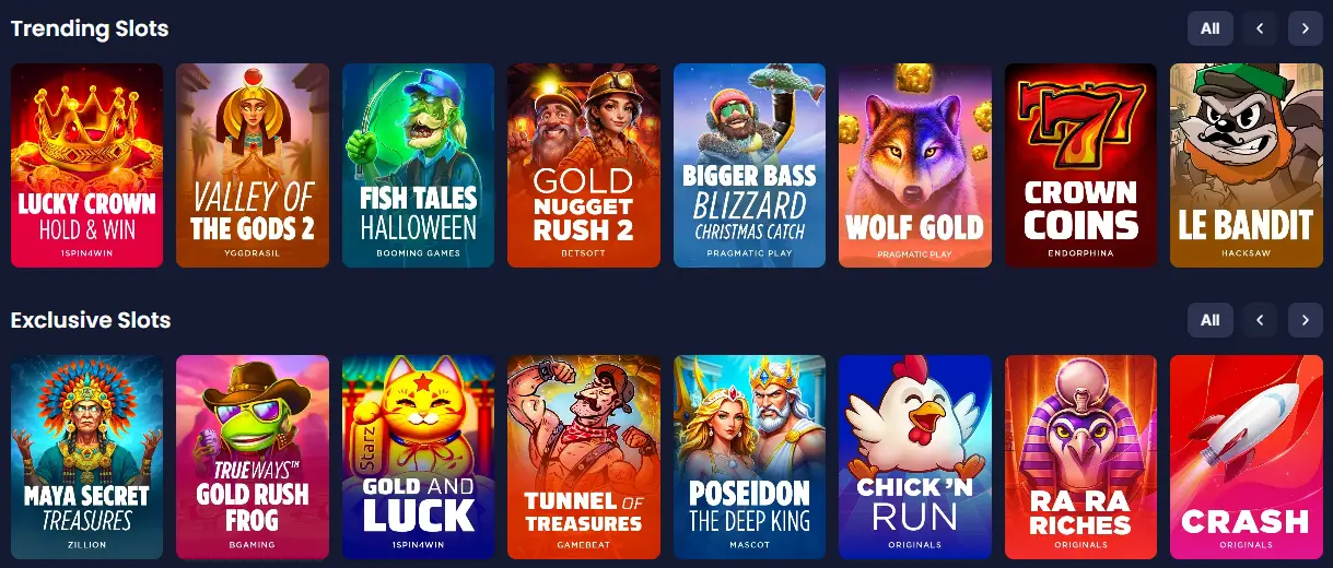 Cashy slots collection screen