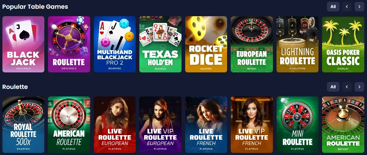 Cashy casino games catalog